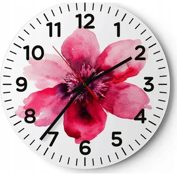 Hodiny Nástěnné hodiny do obýváku 40x40 Květ Kulatý Skleněné hodiny Loft Tiché