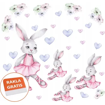 Samolepící dekorace Samolepka na stěnu dla dzieci króliki srdíčka