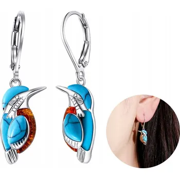 Náušnice Náušnice Mennica Bydgoska stříbrné 925 s anglickým jantarem 3,30 cm