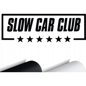 Samolepicí dekorace na vozidlo NÁLEPKA na auto Slow Car Club POMALÁ AUTA Hvězdy Stars 18x6 cm
