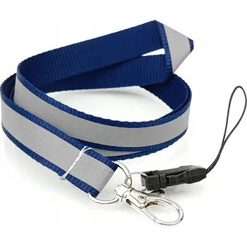 Reflexní šňůrka s karabinou, tmavě modrá, pro děti na klíče - reflexní prvek