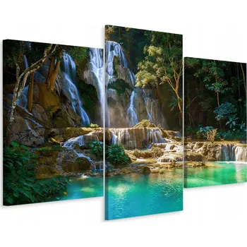 Obraz Obraz TRYPTYK Kaskáda Proud Řeka Les 60x40