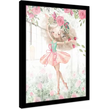 Obraz OBRAZ NA ZEĎ V RÁMU PLAKÁT DO DĚTSKÉHO POKOJE BALETKA 70x50
