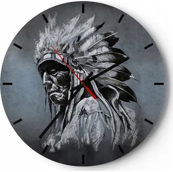 Hodiny Nástěnné hodiny do kuchyně 30x30 Indiánské hodiny na skle do obýváku Loft Tiché