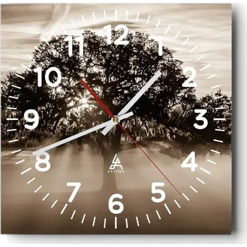 Hodiny Nástěnné hodiny do obýváku 40x40 Krajina Bezhluczne Skleněné hodiny Tiché