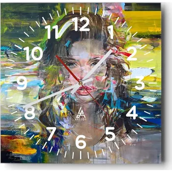 Hodiny Nástěnné hodiny do obýváku 40x40 Žena Bezhluké hodiny na skle Tiché