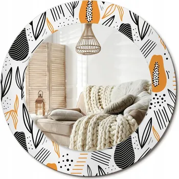 Zrcadlo Moderní dekorativní kulaté zrcadlo na zeď s potiskem průměr 50 cm Papája