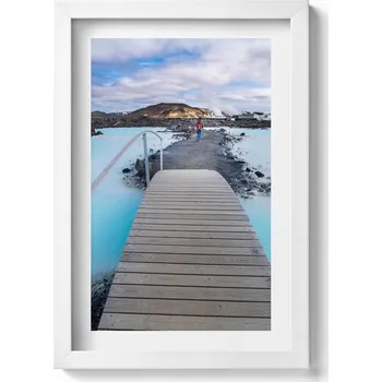 Obraz Nástěnný obraz v bílém rámu do obýváku kuchyně Atrakce na Islandu 20x30 cm