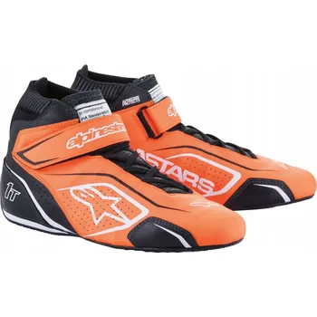 Moto obuv Boty Alpinestars Tech 1-T V3 s homologací FIA, oranžovo-černo-bílé, velikost 39
