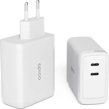 Epico 100W GaN síťová nabíječka s 2m USB-C kabelem - bílá