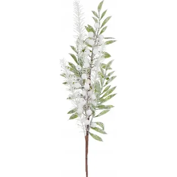 umělá květina Vánoční Větvička s bílými plody pokrytá sněhem, 64 cm VILLA ITALIA