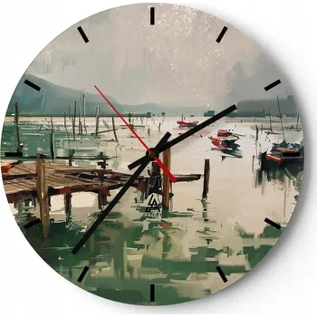 Hodiny Nástěnné hodiny do kuchyně 30x30 Krajina Skleněné hodiny do obýváku Tiché