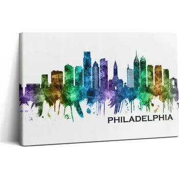 Obraz Foto Obraz na Plátně Moderní do Jídelny Barevná Ilustrace Philadelphia