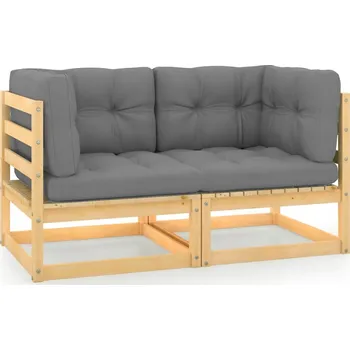Pohovka Zahradní pohovka pro 2 osoby s polštáři, masivní dřevo