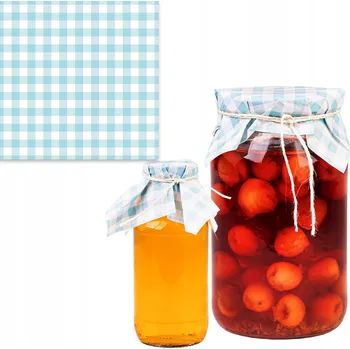 Sklenice 10x Víčka na sklenice ubrousky modrá kostka