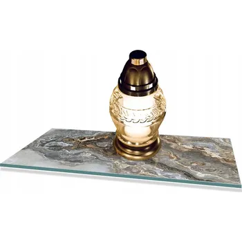 Obraz Podstavec pod POMNÍK z TVRZENÉHO SKLA na SVÍČKY KVĚTINY, vzor MRAMOR 52x30cm