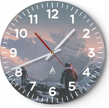 Hodiny Nástěnné hodiny do obýváku 40x40 Abstrakce Kulatý Skleněné hodiny Loft Tiché