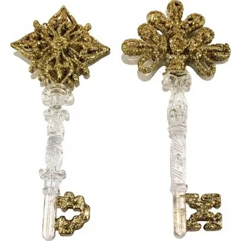 Vánoční dekorace Sada 2 zlatých ozdob na vánoční stromeček vánoční baňky klíče