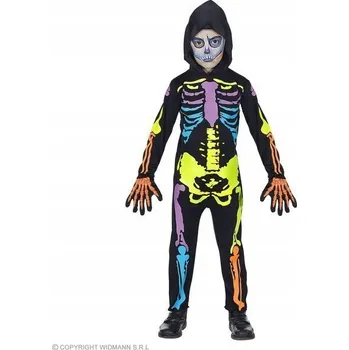 Karnevalový kostým KOSTÝM KOSTLIVEC BAREVNÉ KOSTI KOMBINEZA 158