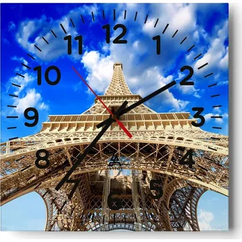 Hodiny Nástěnné hodiny do obýváku 40x40 Město Bez Hlučné Skleněné hodiny Tiché