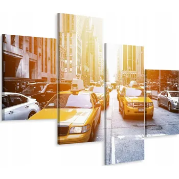 Obraz Čtyřdílný obraz Taxi v NYC Panorama 3D 80x50