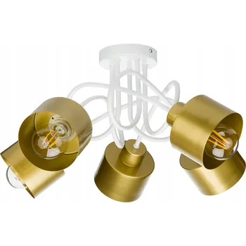 Stropní svítidlo závěsné LOFT lustr s krouceným kovem, 5x E27, zlaté