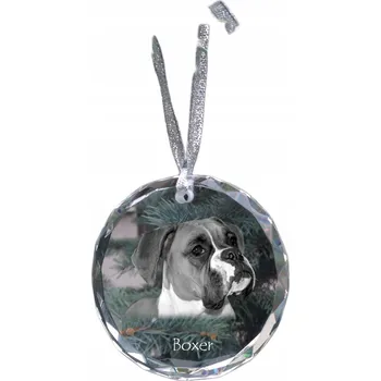 Obraz Boxer, Boxer I - křišťálová vánoční koule s fotografií, fotografie psa v křišťálu,