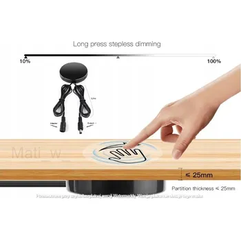 vypínač Skrytý dotykový spínač pod desku 12-24V LED stmívač černý 12V/5A 60W