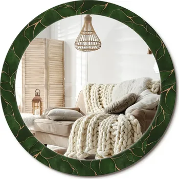 Zrcadlo Prémiové Zrcadlo s dekorativním skleněným rámem s potiskem průměr 80 cm