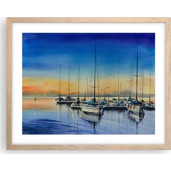 Obraz Obraz plakát na zeď v rámu světlý dub 50x40 jachty foto do obýváku