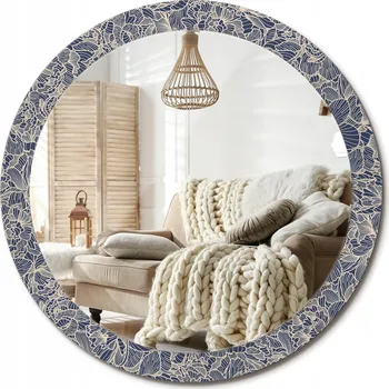 Zrcadlo Dekorativní kulaté zrcadlo s potiskem do koupelny nebo pokoje, motiv Květiny, průměr 90 cm