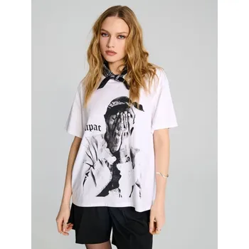 Dámské tričko Sinsay - Tričko 2Pac - bílá - 247DF-00X - 247DF-00X-L