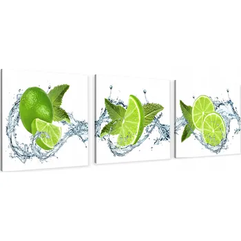 Obraz OBRAZY TRYPTYK DO KUCHYNĚ JÍDELNY na zeď CITRUSY LIMETKY