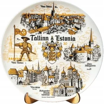 Talíř Talíř 20 cm Tallin suvenýr keramický zlatý dekorativní EE-MT-004