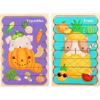 Dřevěná hračka Skládačka Puzzle Dřevěné oboustranné Montessori