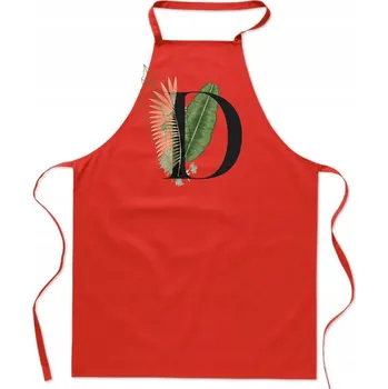 Kuchyňská zástěra KUCHYŇSKÁ ZÁSTĚRA červená S PÍSMENEM D jméno David Dagmara Danka Diana FA_385_