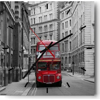 Hodiny Velké nástěnné hodiny na zeď 40x40 Město Skleněné hodiny Čtvercové Tiché