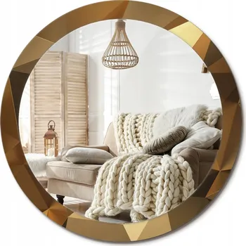 Zrcadlo Nástěnné zrcadlo s ozdobnou grafikou na skle Velké fi 90 cm Geometrický vzor