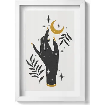 Obraz Dekorativní obraz v rámu do obýváku Ilustrace ženské ruky a hvězd 20x30 cm