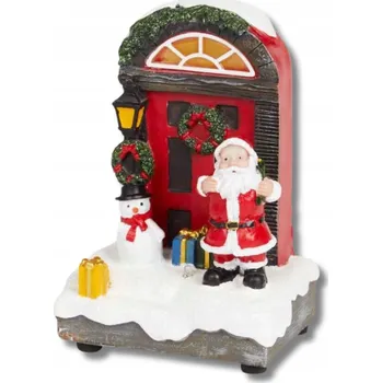 Vánoční dekorace Vánoční městečko Mikuláš u LED dveří 13 cm bílá