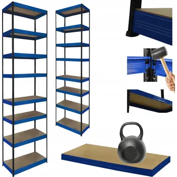 Dílenský regál Kovový regál do skladu HELIOS 270x30x30cm 8 polic x 175kg - ODOLNÝ A VYSOKÝ