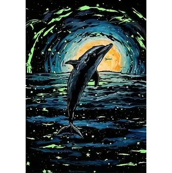 Obraz Stírací obrázek Magický stírací obrázek Svítící stírací obrázek Sada Delfín 40,5x28,5