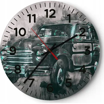 Hodiny Nástěnné hodiny do obýváku 40x40 Motorismus Hodiny na skle Loft Tiché