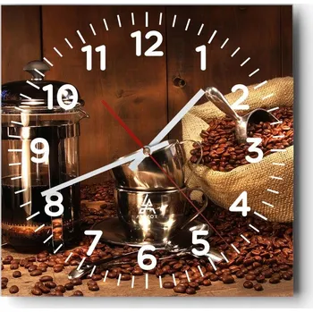 Hodiny Kuchyňské nástěnné hodiny 30x30 Gastronomie Skleněné hodiny do obýváku Tiché