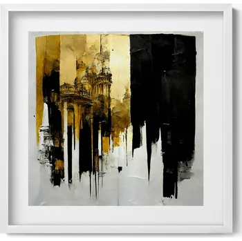 Obraz Dekorativní nástěnný obraz v bílém rámu s grafikou Abstraktní umění 50x50 cm