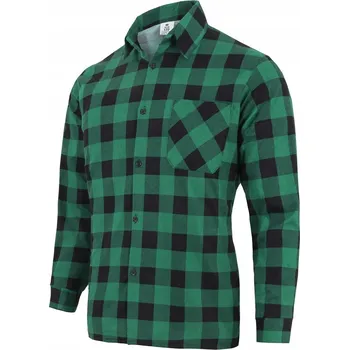 Pánská košile BAVLNĚNÁ FLANELOVÁ PRACOVNÍ KOŠILE ZELENÁ Bavlna XXXL 3XL