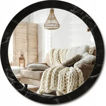 Zrcadlo Zrcadlo s potiskem do koupelny, kuchyně, předsíně - motiv mramorový kámen, průměr 90 cm