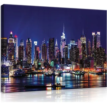 Obraz OBRAZ NA PLÁTNĚ CANVAS 100x75 NEW YORK NOČNÍ POHLED