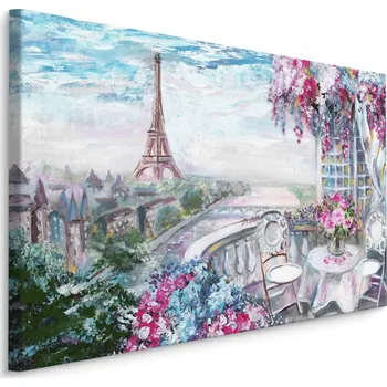 Obraz Obraz na zeď Pohled na Paříž KVĚTINY Malba 30x20