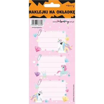 samolepka Samolepky do knih a sešitů 12 kusů - Henry - JEDNOROŽEC